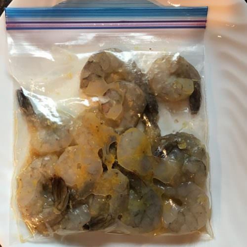Place shrimp in zip bag, pour in marinade, and toss to coat shrimp