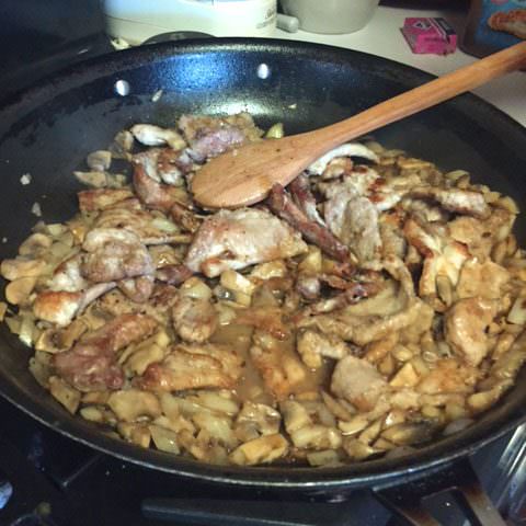 Add the pork back into the pan