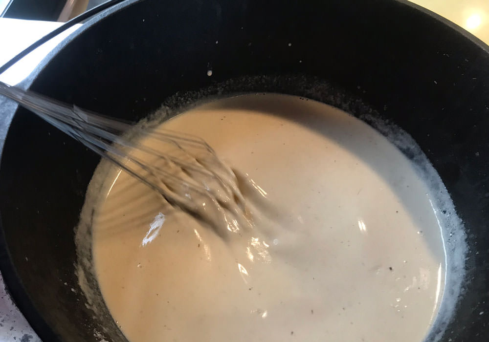 Keep whisking for a few minutes, until the mixture begins to thicken