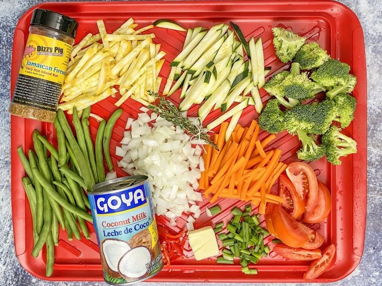 Colorful Jamaican Vegetable Rundown ingredients