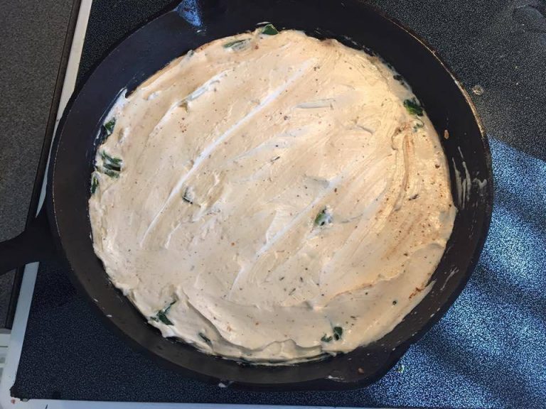 Layer peppers with cream cheese spread