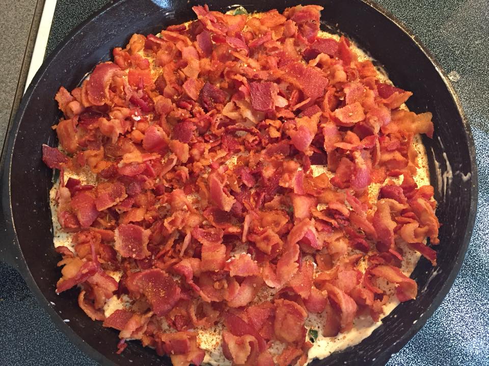 Top off with bacon and sprinkle with Dizzy Dust