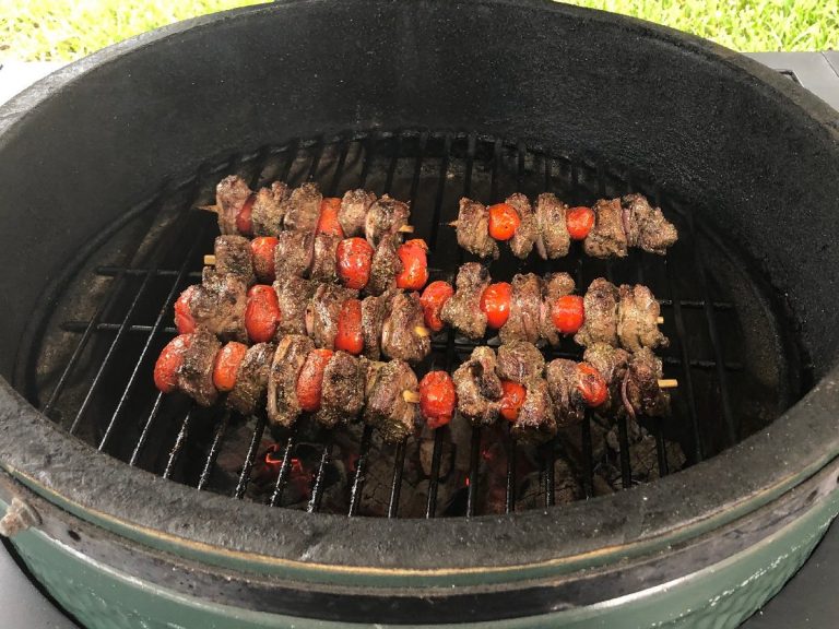 Grill skewers until lamb is golden brown