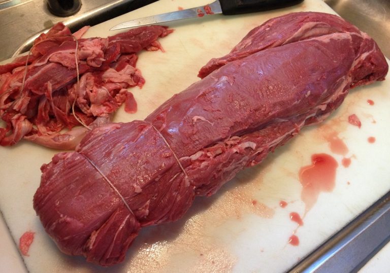 Trim excess fat and silver skin. Fold tail back over the body to achieve uniform thickness