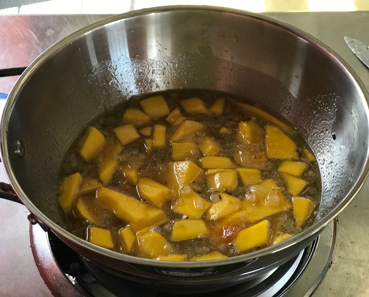 Cook over medium heat until simmering, then cook for a couple more minutes to thicken