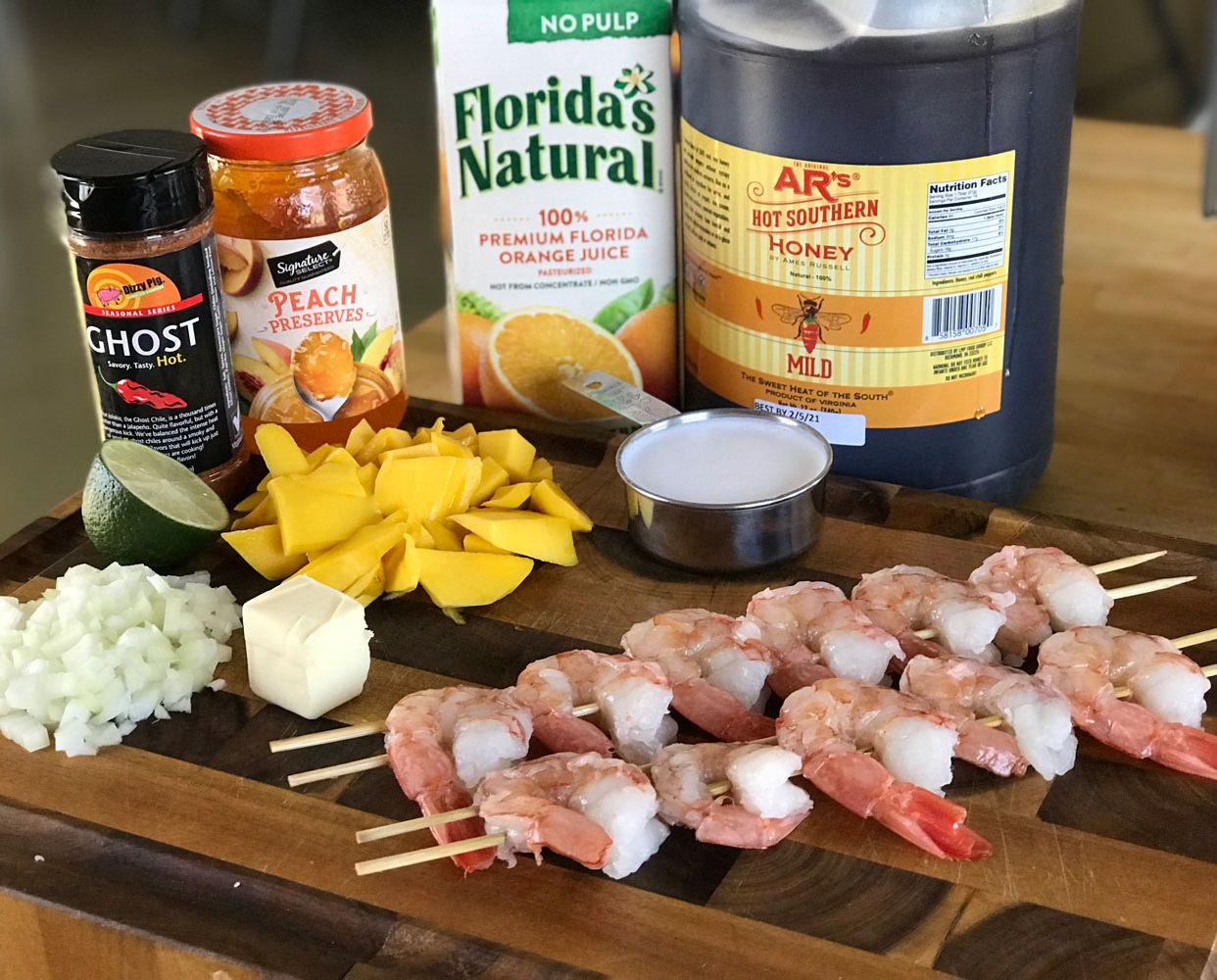Ingredients for Mang-Ghost glazed grilled shrimp