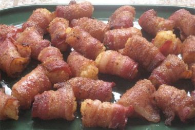 Maple Bacon wrapped tater tots