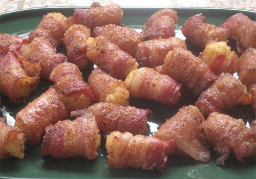 Maple Bacon wrapped tater tots