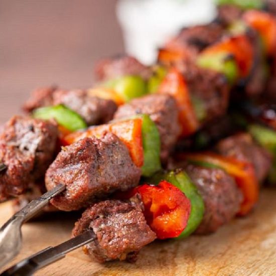Mediterranean-ish Grilled Beef Skewers