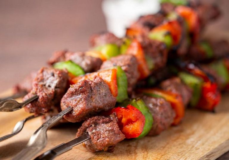 Mediterranean-ish Grilled Beef Skewers