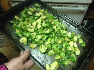 Spread Brussels Sprouts out on a baking pan or sheet