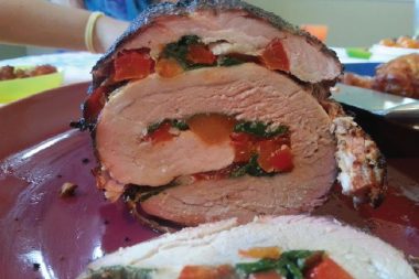 Mediterranean-ish Stuffed Pork Tenderloin