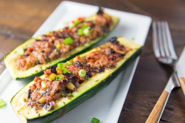 Mediterranean-ish Stuffed Zucchini