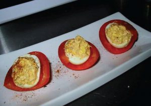 Cow Lick Tomato Smoked Deviled Eggs