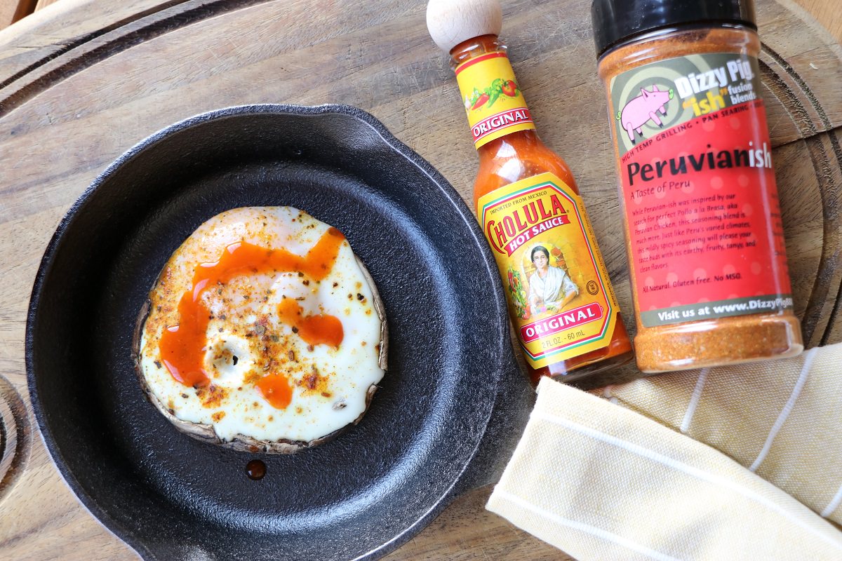 Remove from heat and drizzle with hot sauce of choice