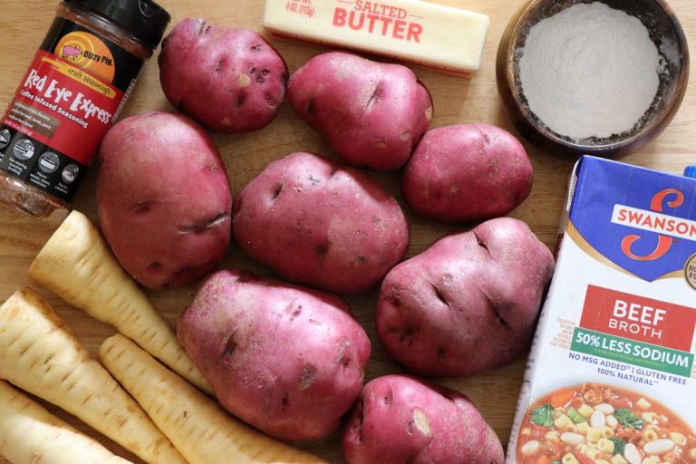 Ingredients for Parsnip Mashed Potatoes and Red Eye Express Gravy