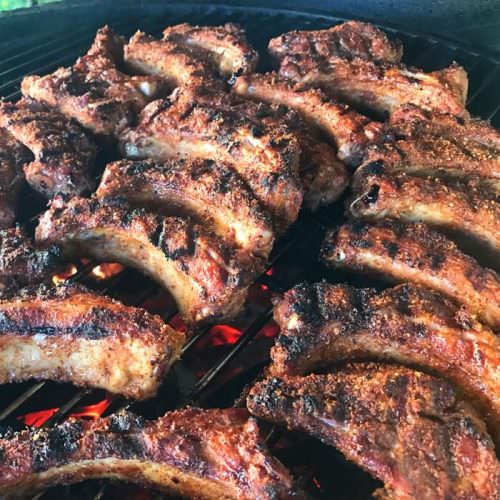 Grill ribs until well browned on all sides
