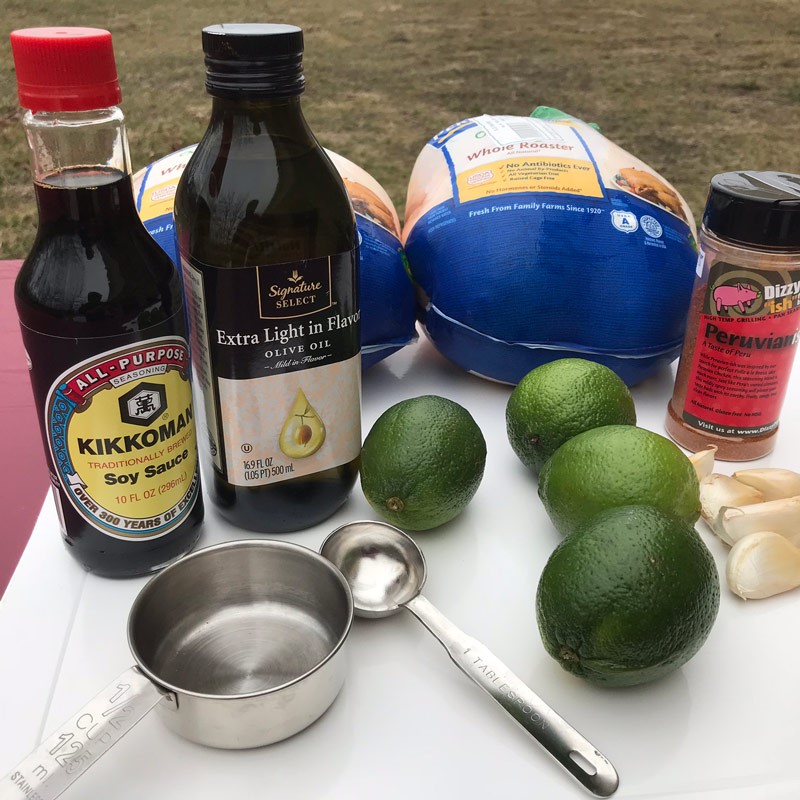 Ingredients for Peruvian charcoal grilled chicken