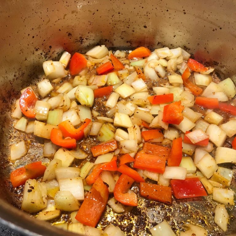 Sauté onions, pepper