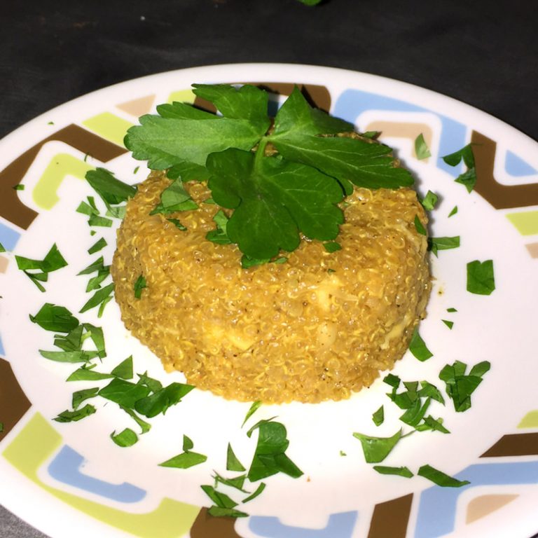 Garnish Peruvian-ish quinoa with chopped parsley