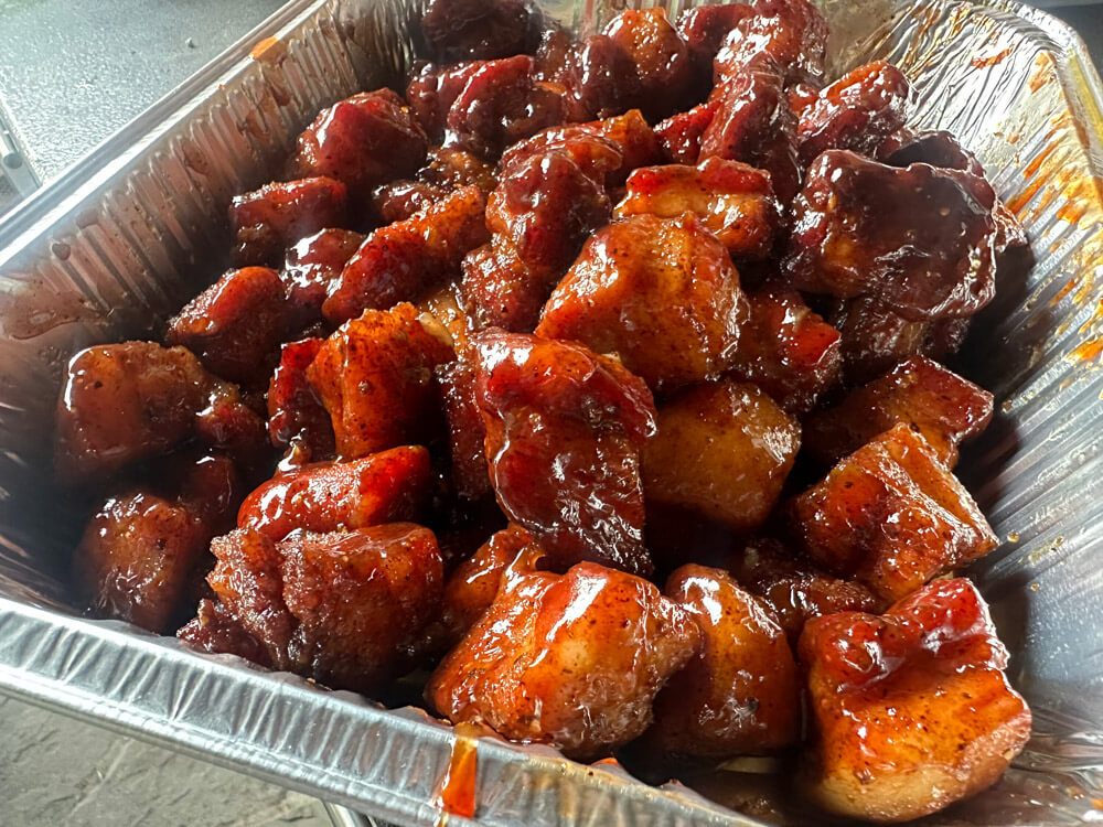 Sauce pork belly cubes with Glazed and Infused