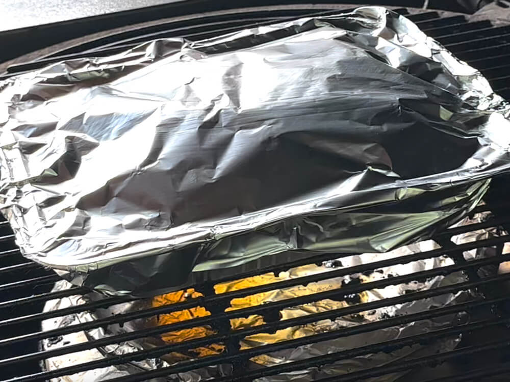 Foil pan and return to smoker