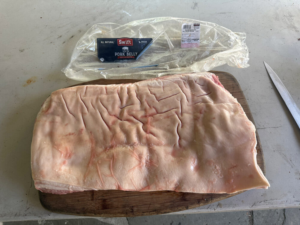 Whole pork belly slab