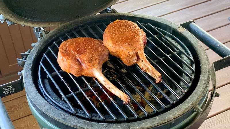 Place pork chops on grill