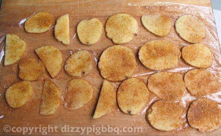 Flavor potato slices with Dizzy Pig seasoning