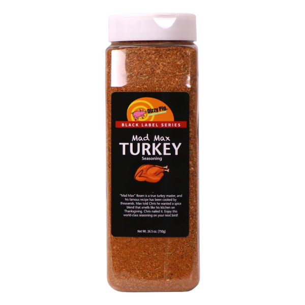 Quart bottle of Mad Max Turkey seasoning
