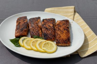 Raging River maple butter crusted salmon