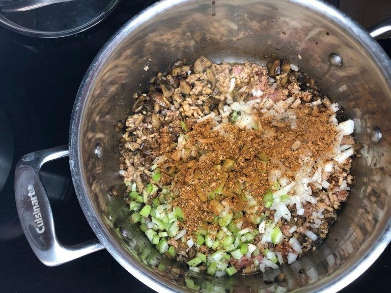 Add onion, celery, more Red Eye Express