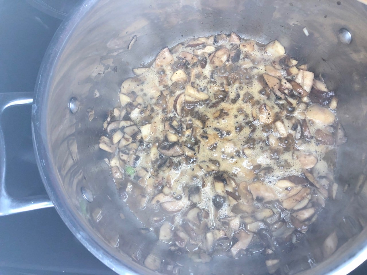 Cook mushrooms with soy sauce and Red Eye Express seasoning