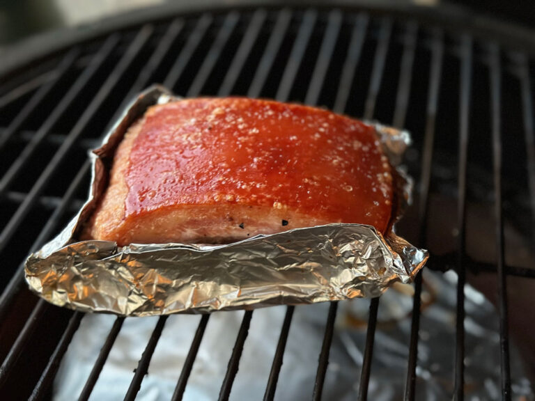 Pork belly after salt crust is removed