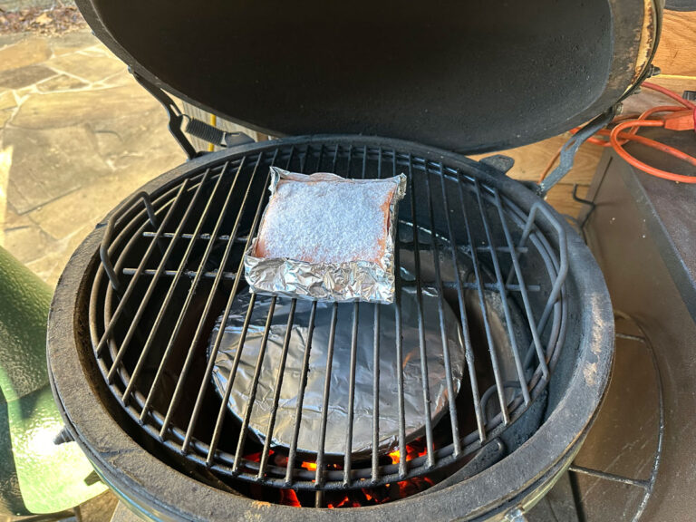 Place Pork Belly (in foil boat) on grill