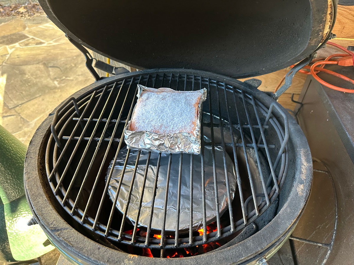 Place Pork Belly (in foil boat) on grill