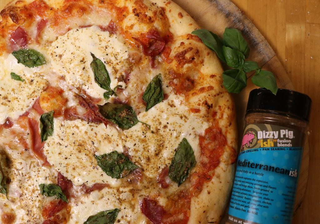 Fresh Mozzarella and Prosciutto Pizza with Roasted Pepper Sauce