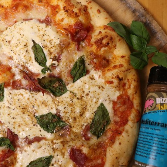 Fresh Mozzarella and Prosciutto Pizza with Roasted Pepper Sauce