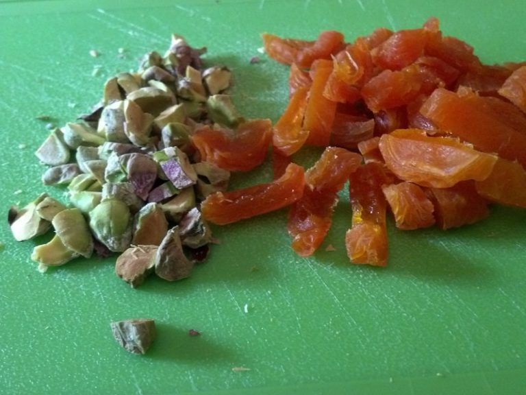 Toss them with the pistachios and dried apricots