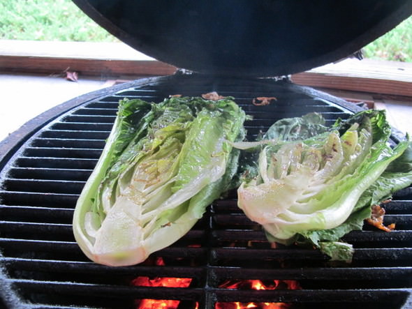 Roast romaine about a minute only
