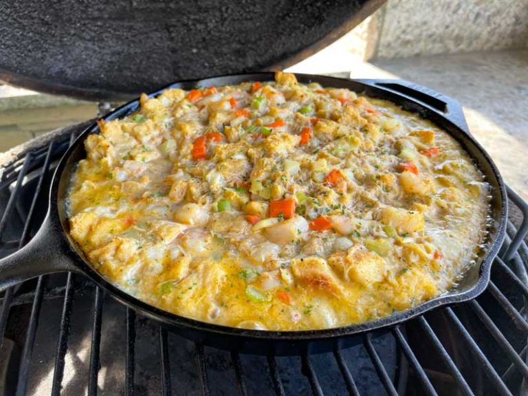 Cook stuffing on grill