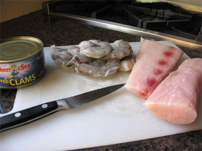 Seafood chowder ingredients