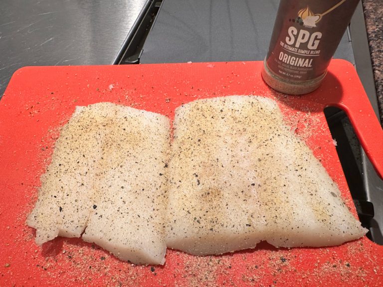 Season both sides of fish with SPG Original