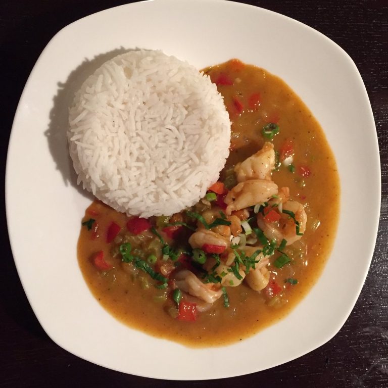 Plated shrimp etouffee