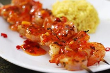 Grilled shrimp with Asian sweet chili sauce