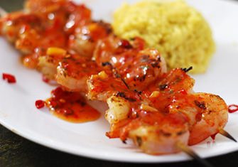 Grilled shrimp with Asian sweet chili sauce