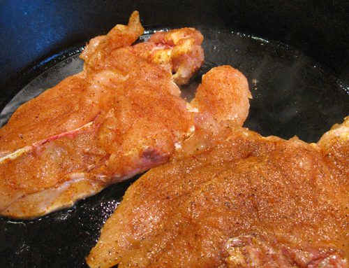 Cook chicken in preheated pan