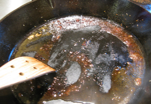 Deglaze pan to make sauce
