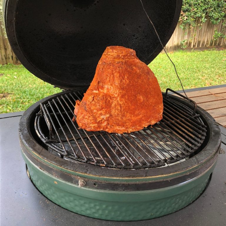 Place ham cut side down on grate