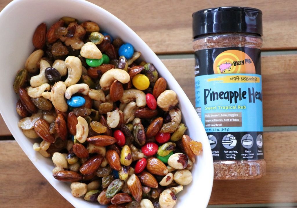 Smokey Trails trail mix with Pineapple Head seasoning